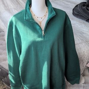 John Ashford Teal Half-Zip Sweater